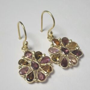 Elegant 925 Silver and Multicolor Floral Earrings